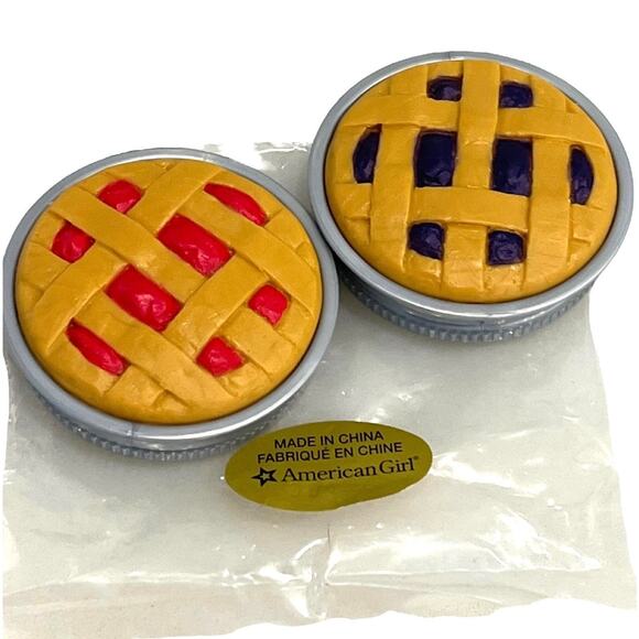NEW American Girl PIES + JAM TIN LIDS Blueberry Cherry 6PC Food Accessory Set - Picture 2 of 8